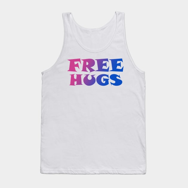 Pink and Blue Gradient Free Hugs Fun Typography Graphic Design Tank Top by ColorMeHappy123